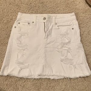 American Eagle Distressed White Denim Skirt
